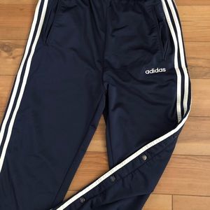 Adidas small navy/Wht side button track pants